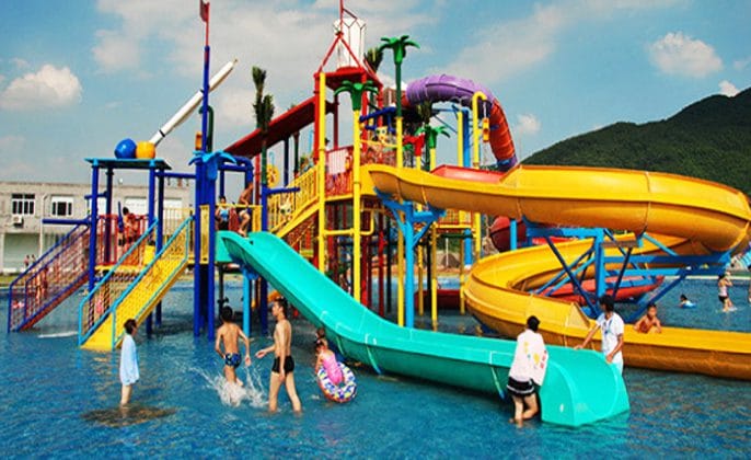 water park slides and splash structures
